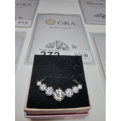 272 - Stunning brand new 925 silver necklace inset with seven Moissanite diamond stones featuring a large ... 