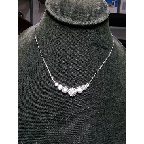 272 - Stunning brand new 925 silver necklace inset with seven Moissanite diamond stones featuring a large ... 