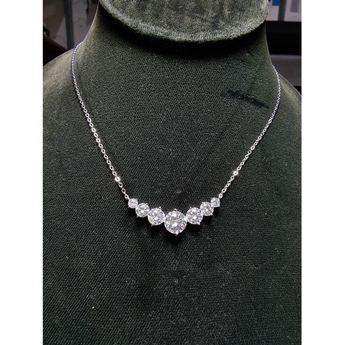 272 - Stunning brand new 925 silver necklace inset with seven Moissanite diamond stones featuring a large ... 