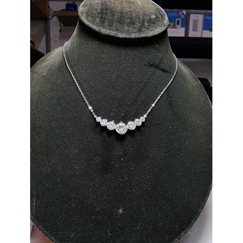 272 - Stunning brand new 925 silver necklace inset with seven Moissanite diamond stones featuring a large ... 