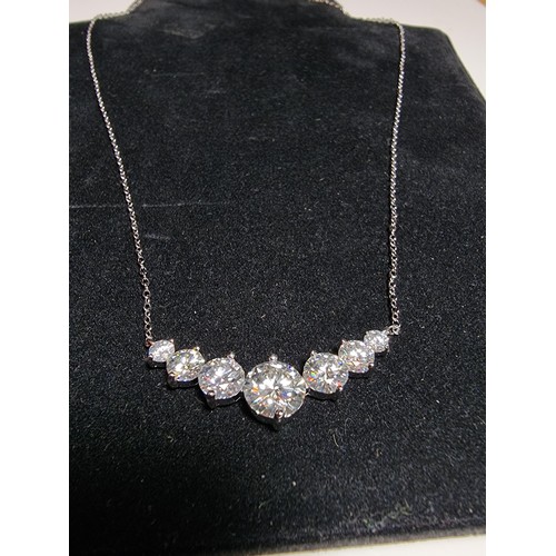 272 - Stunning brand new 925 silver necklace inset with seven Moissanite diamond stones featuring a large ... 