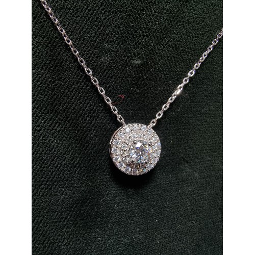 273 - Brand new stunning 925 silver cluster pendant inset with 0.5ct Moissanite diamond to the centre, sur... 