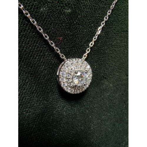 273 - Brand new stunning 925 silver cluster pendant inset with 0.5ct Moissanite diamond to the centre, sur... 