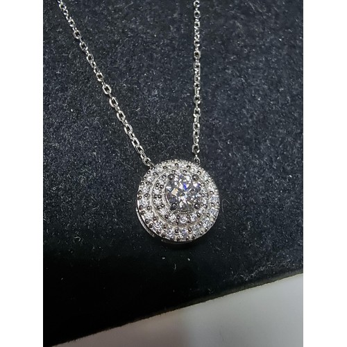 273 - Brand new stunning 925 silver cluster pendant inset with 0.5ct Moissanite diamond to the centre, sur... 