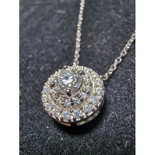 273 - Brand new stunning 925 silver cluster pendant inset with 0.5ct Moissanite diamond to the centre, sur... 