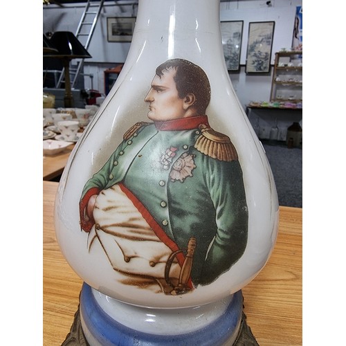 295 - Impressive pair of tall opaline glass oil lamps. Made in France. Circa 1920s. Presenting a portrait ... 