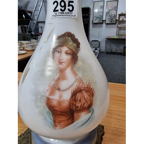 295 - Impressive pair of tall opaline glass oil lamps. Made in France. Circa 1920s. Presenting a portrait ... 