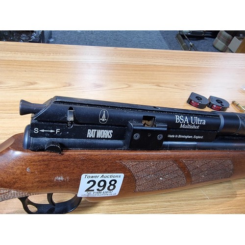 298 - Good quality modern BSA Ultra Multishot .22 gas powered air rifle, this rifle was sent to Rat Works ... 