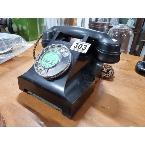 303 - Vintage GPO 332L bakelite telephone, circa 1940s. Removed from a police station in Whitehall. Missin... 