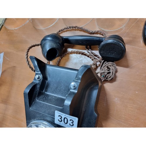 303 - Vintage GPO 332L bakelite telephone, circa 1940s. Removed from a police station in Whitehall. Missin... 