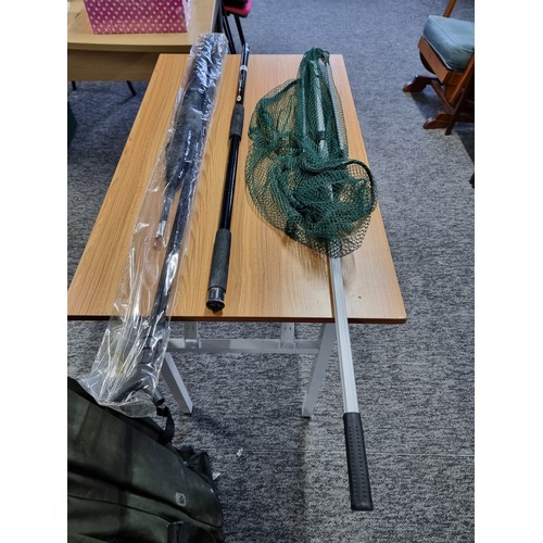 9 - An as new unused landing net with handle along with a Sigma landing net and NGT telescopic 2m net ha... 