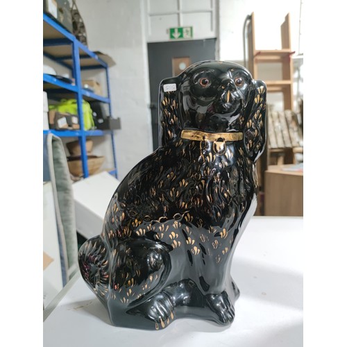 478 - Pair of good quality Burslem stamped black Staffordshire dogs both in good order, height 34cm high 2... 