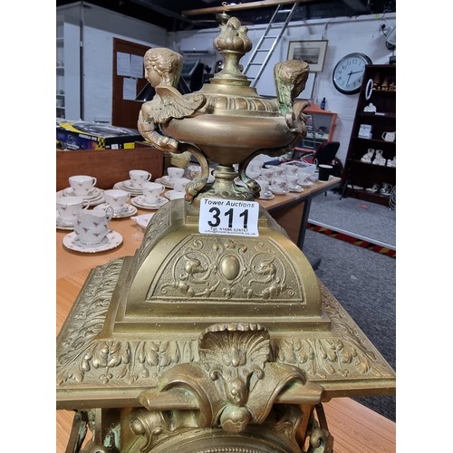 311 - Fine quality large impressive Ormolu bronze bracket clock presenting excellent ornate detail includi... 