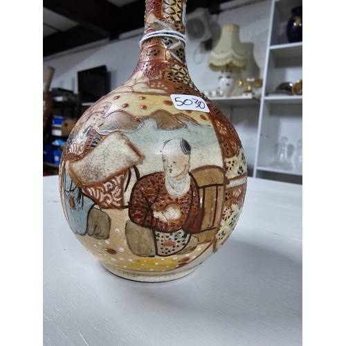 364A - A good quality antique Japanese satsuma bottle vase with an ornate scene in good condition with no c... 