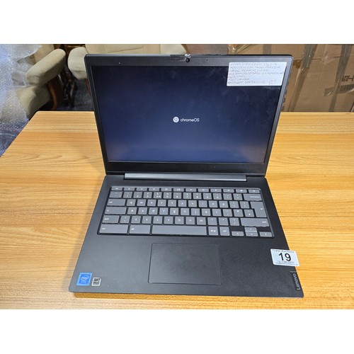 19 - A Lenovo Chromebook S340-14 laptop with Chrome operating system 4GB ram (extendable via memory card)... 