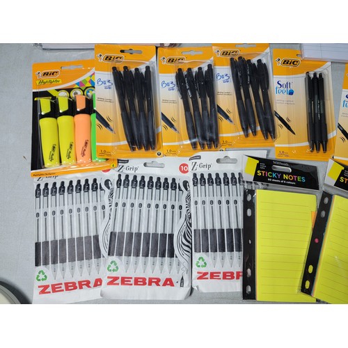 79 - Large quantity of new and sealed stationary items inc packs of pens, highlighters, note pads, pots o... 