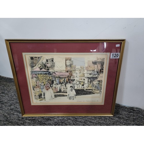 120 - Hand signed framed and glazed limited edition print by Spencer tart of a street scene No 218/300, he... 