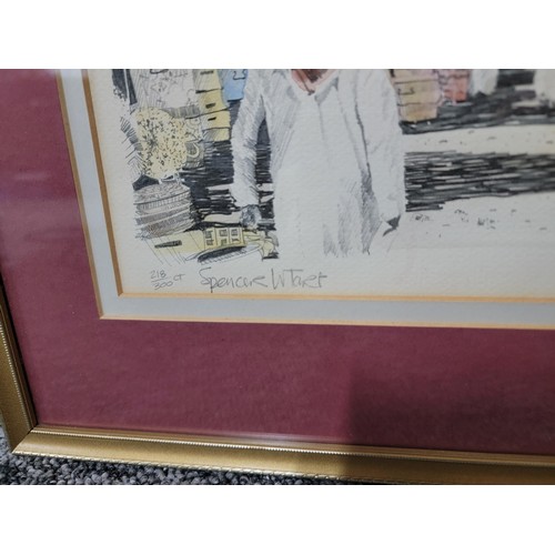 120 - Hand signed framed and glazed limited edition print by Spencer tart of a street scene No 218/300, he... 