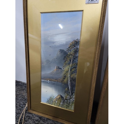 124 - Pair of original vintage framed and glazed oil on board landscape scenes signed Thornton, both well ... 