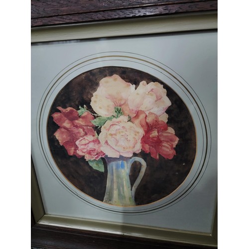 128 - 2x framed and glazed original watercolours of flowers inc a 1936 R Hutchinson painting largest measu... 