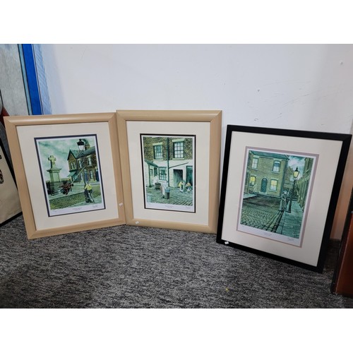 136 - 3x framed and glazed limited edition prints by Brian Hill, inc Playing Around, Washday Monday and La... 