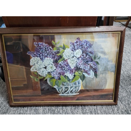 137 - 2x framed and glazed original oil on canvas laid on board under glass pictures of flowers along with... 