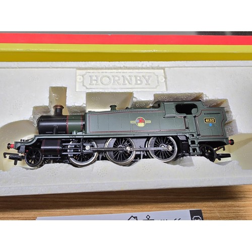 48 - A boxed as new Hornby R2357A BR Green late crest class 61XX 2-6-2 tank locomotive 6132, vacuum pipes... 
