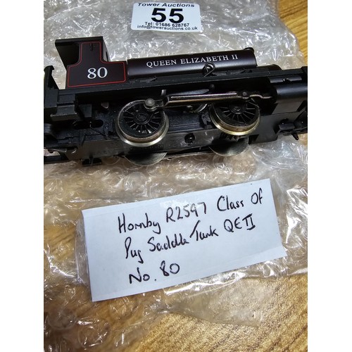 55 - A Hornby R2597 class of Queen Elizabeth II Pug Saddle Tank locomotive, No 80, cleaned and serviced w... 