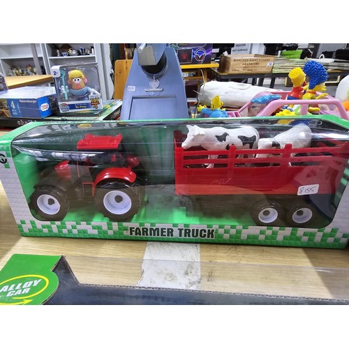 62 - 2x boxed as new toy tractor sets one is a double set along with a Christmas workshop Santa express l... 