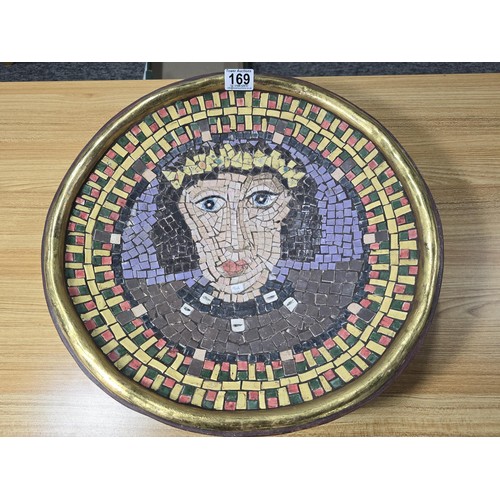 169 - A large impressive studio pottery bowl with a mosaic design of King Richard III, in excellent condit... 