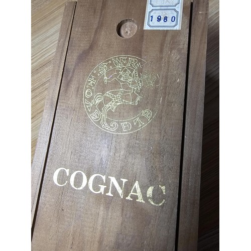 179 - A rare sealed box of Guy Lheraud 1980 bottle of cognac, the box has a wax seal which is still in tac... 