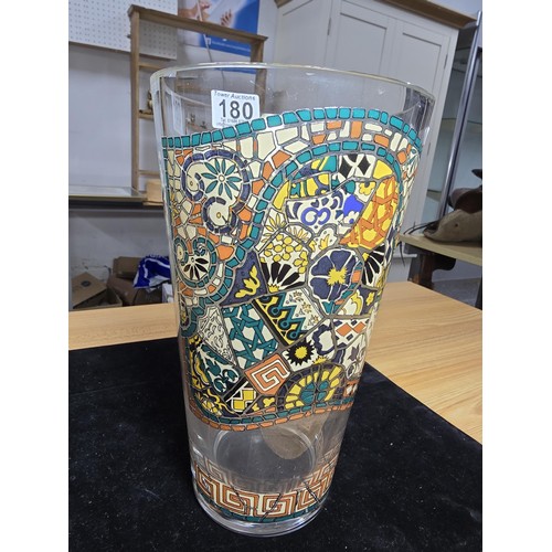 180 - A good quality vintage Italian glass vase by Antonio Gaudi, decorated with mosaic effect painted des... 