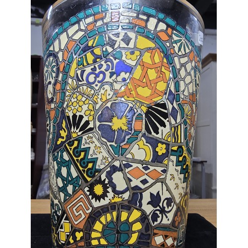 180 - A good quality vintage Italian glass vase by Antonio Gaudi, decorated with mosaic effect painted des... 