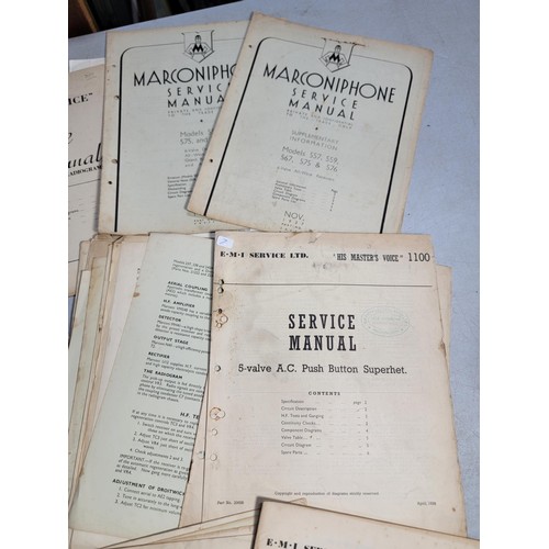 148 - Large quantity of vintage Marconiphone and HMV service manuals for vintage audio.