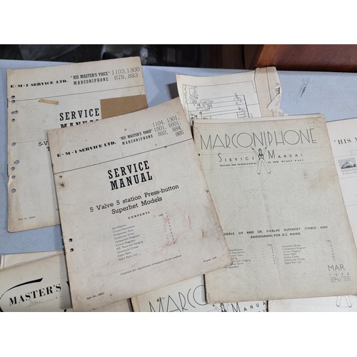 148 - Large quantity of vintage Marconiphone and HMV service manuals for vintage audio.