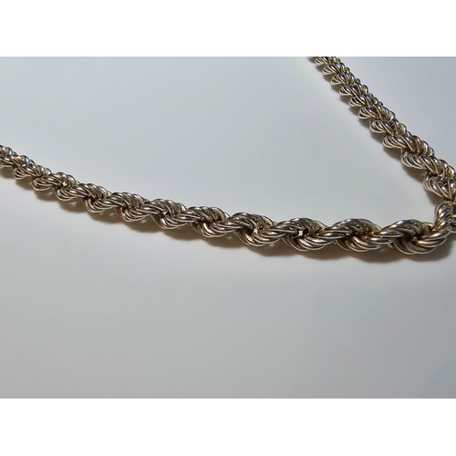 194 - A good chunky 925 silver rope twist neck chain in excellent clean condition and boxed. Length 18