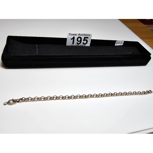 195 - A 925 silver belcher link bracelet in good clean condition and boxed, length of 7