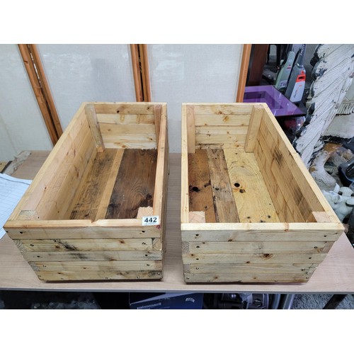 396 - Two locally made timber planters 66cm long and 30cm high 36 wide, very strong items and treated with... 