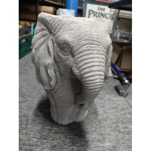 376 - Large well made and well detailed concrete double elephant head plant pot in good overall condition