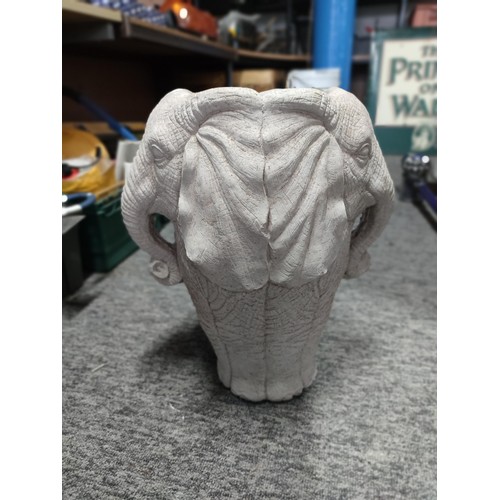 376 - Large well made and well detailed concrete double elephant head plant pot in good overall condition