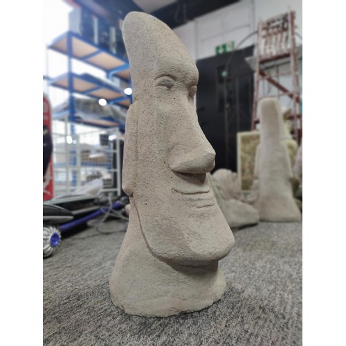 377 - Large concrete tall Easter island figure in good order stands at 74cm high 30cm diameter