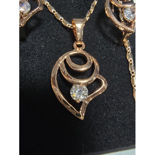 220 - 2x rose gold plated matching jewellery set to include a necklace and earring set inset with blue and... 