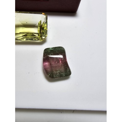 226 - A collection of 3 gemstones to include a large faceted natural citrine gemstone rectangular cut, a f... 