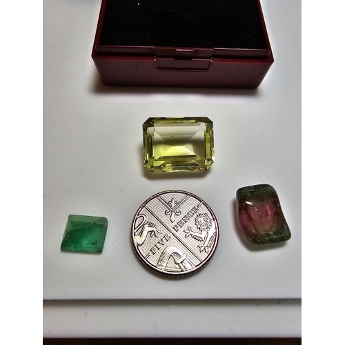 226 - A collection of 3 gemstones to include a large faceted natural citrine gemstone rectangular cut, a f... 