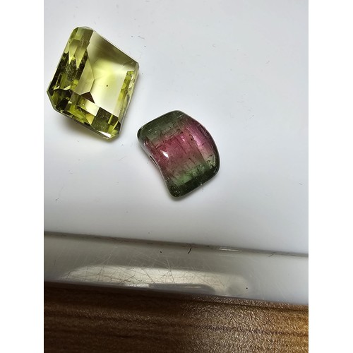 226 - A collection of 3 gemstones to include a large faceted natural citrine gemstone rectangular cut, a f... 