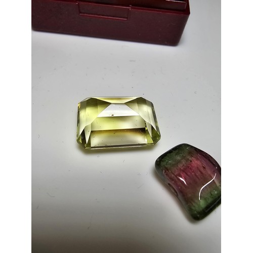 226 - A collection of 3 gemstones to include a large faceted natural citrine gemstone rectangular cut, a f... 