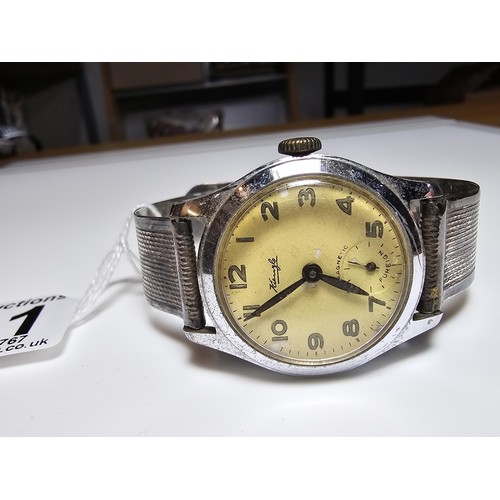 231 - A vintage kienzle mechanical wristwatch with a tested as sterling silver bracelet strap, in good con... 