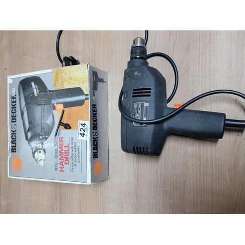 424 - A boxed Black and Decker BD501 Hammer Drill along with a boxed 6m rope light.