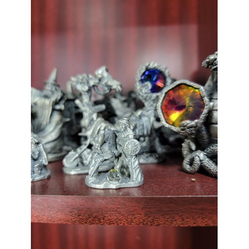 344 - 45 fantasy & legend pewter figures with crystal balls inc The Lore maker, Morgan Le Fey, each one si... 