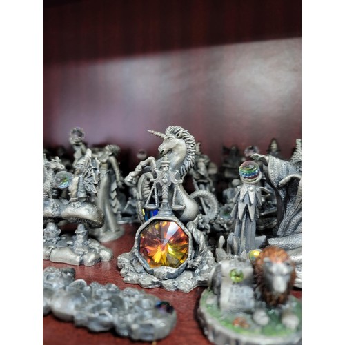 344 - 45 fantasy & legend pewter figures with crystal balls inc The Lore maker, Morgan Le Fey, each one si... 